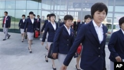 지난해 8월 일본에서 열린 20세 이하 여자 축구 월드컵에 참가한 북한 축구팀. (자료사진)