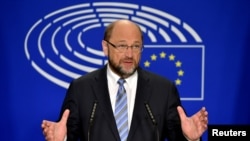 Pemimpin Parlemen Eropa Martin Schulz di Brussels, Belgia (24/6). (Reuters/Eric Vidal)