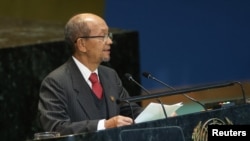 FILE - Leslie Voltaire, then an adviser to the president of the Transitional Presidential Council of Haiti, speaks at U.N. headquarters in New York, Sept. 23, 2024. Voltaire became president on Oct. 7, 2024, as part of a rotation.