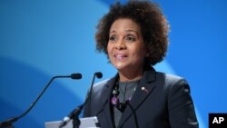 Michaelle Jean secrétaire général de l’Organisation internationale de la Francophonie au Quai Branly, Paris, 6 décembre 2016.