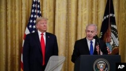 Donald Trump e Benjamin Netanyahu na Casa Branca