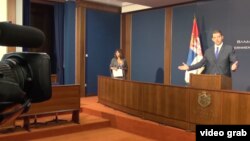 Marko Đurić, šef Kancelarije Vlade Srbije za Kosovo i Metohiju, na konferenciji za štampu u Vladi Srbije. 