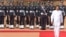 Sri Lanka’s President Maithripala Sirisena inspects a guard of honor during a ceremonial reception at the Indian Presidential Palace in New Delhi, India, Feb. 16, 2015. 