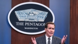 Pentagon spokesman John Kirby speaks during a media briefing at the Pentagon.