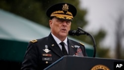 New chairman of the Joint Chiefs of Staff Gen. Mark Milley speaks during his welcome ceremony, Sept. 30, 2019, at Joint Base Myer-Henderson Hall, Va. 