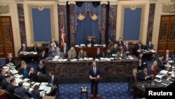 Lawmaker Adam Schiff speaks during opening arguments in the U.S. Senate impeachment trial of U.S. President Donald Trump on January 21, 2020. (REUTERS/U.S. Senate TV/Handout via Reuters)