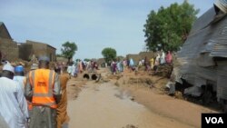 Cinq villages du district de Jibia ont été inondés entre la frontière du Niger et du Nigeria, le 17 juillet 2018. (VOA)