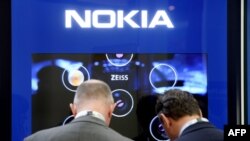 Quầy của Nokia tại Triển lãm Điện thoại di động toàn cầu - (MWC) ở Barcelona, Tây Ban Nha ngày 27/2/2019 - (Photo by Josep LAGO / AFP)