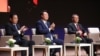 From left, Japan's Prime Minister Fumio Kishida, South Korea's President Yoon Suk Yeol, and China's Premier Li Qiang attend the business summit at the Korea Chamber of Commerce and Industry in Seoul on May 27, 2024.