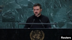 Ukraine's President Volodymyr Zelenskyy addresses the 79th United Nations General Assembly, at U.N. headquarters in New York, Sept. 25, 2024.