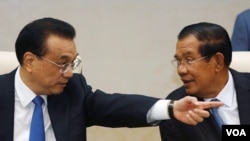 中國國務院總理李克強和柬埔寨首相洪森2018年1月11日在金邊舉行雙邊會談 (路透社)