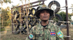 Reth Phearun, park ranger, speaks to VOA Khmer in Cambodia's wildlife sanctuary in Mondulkiri province's Koh Nhek district on Jan. 17, 2021. (Aun Chhengpor/VOA)