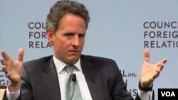 United States Treasury Secretary Tim Geithner speaking to the Council on Foreign Relations in Washington.