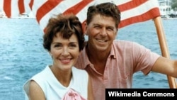 Nancy and Ronald Reagan on a boat in 1964. Nancy Reagan died March 6 at the age of 94. 