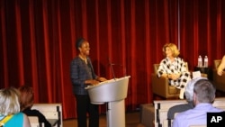 U.S. Assistant Secretary of State for International Organization Affairs Esther Brimmer speaks to students at the University of Nevada in Las Vegas.