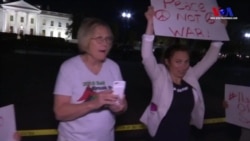 Beyaz Saray Önünde Suriye Bombardımanı Protesto Edildi