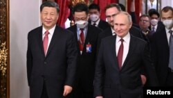 Tổng thống Nga Vladimir Putin hội đàm với Chủ tịch Trung Quốc Tập Cận Bình ở Moscow, 21/3/2023.