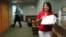 Republican U.S. Senate candidate Leah Vukmir submits nomination papers with Wisconsin elections officials in Madison, Wisconsin, May 30, 2018. 