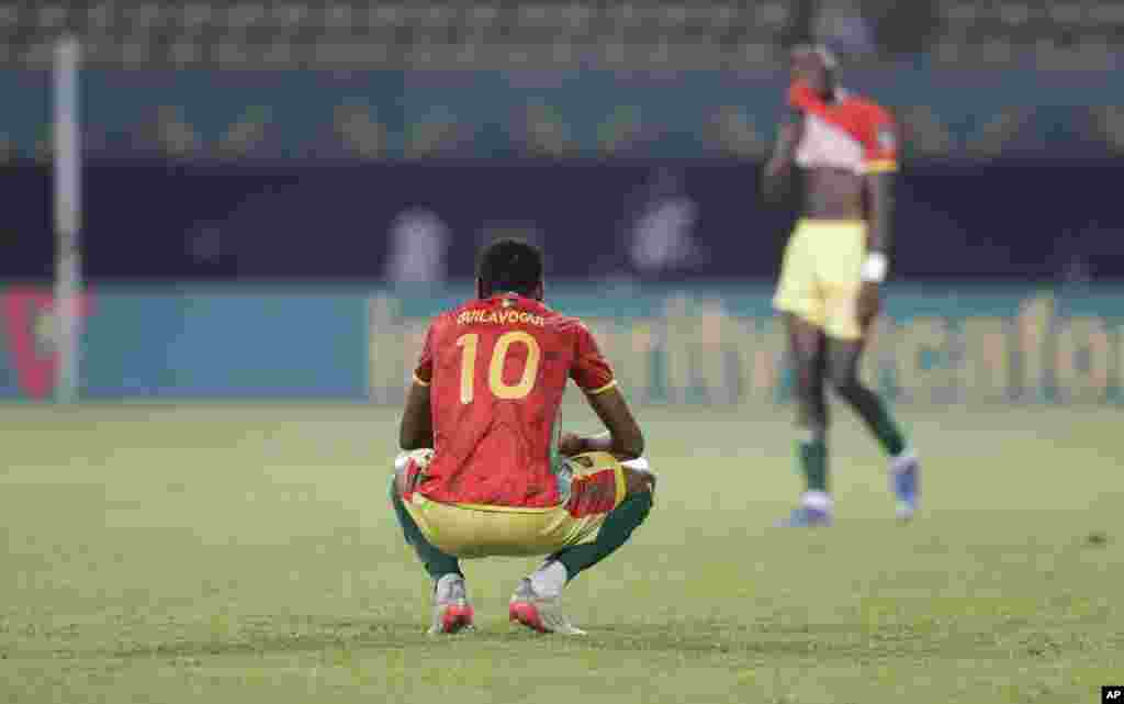 Guinea's Morgan Guilavogui at the end of the round of 16 game against Gambia in Cameroon, Jan. 24, 2022.