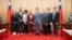 美国两位民主党籍众议员露西·麦克白斯(左四)及瓦莱利·福希(左3）在台北与台湾立法院副院长江启臣(左五)等人会面。(2026年6月16日)