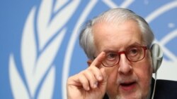 Paulo Pinheiro, chairperson of a commission of inquiry on Syria, attends a news conference at the United Nations in Geneva, March 2, 2020.