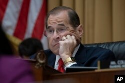 FILE - House Judiciary Committee Chair Jerrold Nadler, D-N.Y., listens as former special counsel Robert Mueller testifies about his probe of President Donald Trump and Russian interference in the 2016 election, on Capitol Hill, July 24, 2019.