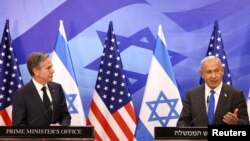 El secretario de Estado de EEUU, Antony Blinken, y el primer ministro israelí, Benjamín Netanyahu, durante una conferencia de prensa en Jerusalén el 30 de enero de 2023.