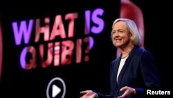 La CEO de Quibi, Meg Whitman, habla durante un discurso de apertura de Quibi en el CES 2020 en Las Vegas, Nevada, EE.UU., 8 de enero de 2020. 