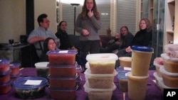 For Soup Swaps, each person brings six quarts of soup. They then draw numbers and go around the room six times until everybody goes home with new soups.