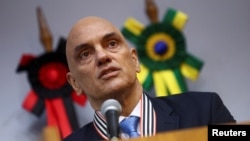 Brazilian Supreme Court Judge Alexandre de Moraes attends an event where he received a tribute by the Public Ministry of Sao Paulo, after the Brazilian Supreme Court ordered an immediate suspension of social media platform X in the country, in Sao Paulo on Aug. 30, 2024.