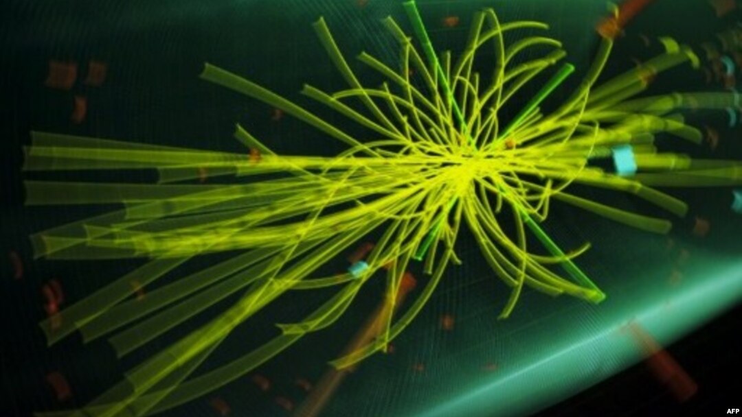 Graphic showing traces of Higgs boson, the elusive 'God particle' believed to give objects mass