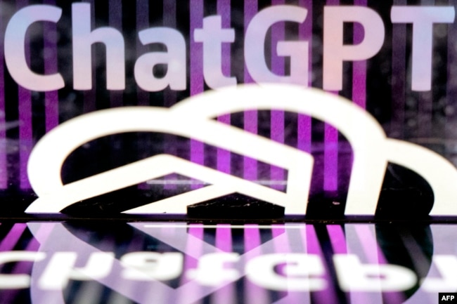 FILE - This photo illustration shows the ChatGPT logo at an office in Washington, DC, on March 15, 2023. (Photo by Stefani Reynolds / AFP)