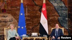 FILE—Egyptian President Abdel Fattah al-Sisi meets with European Commission President Ursula von der Leyen at the Ittihadiya presidential palace in Cairo, Egypt, November 18, 2023.