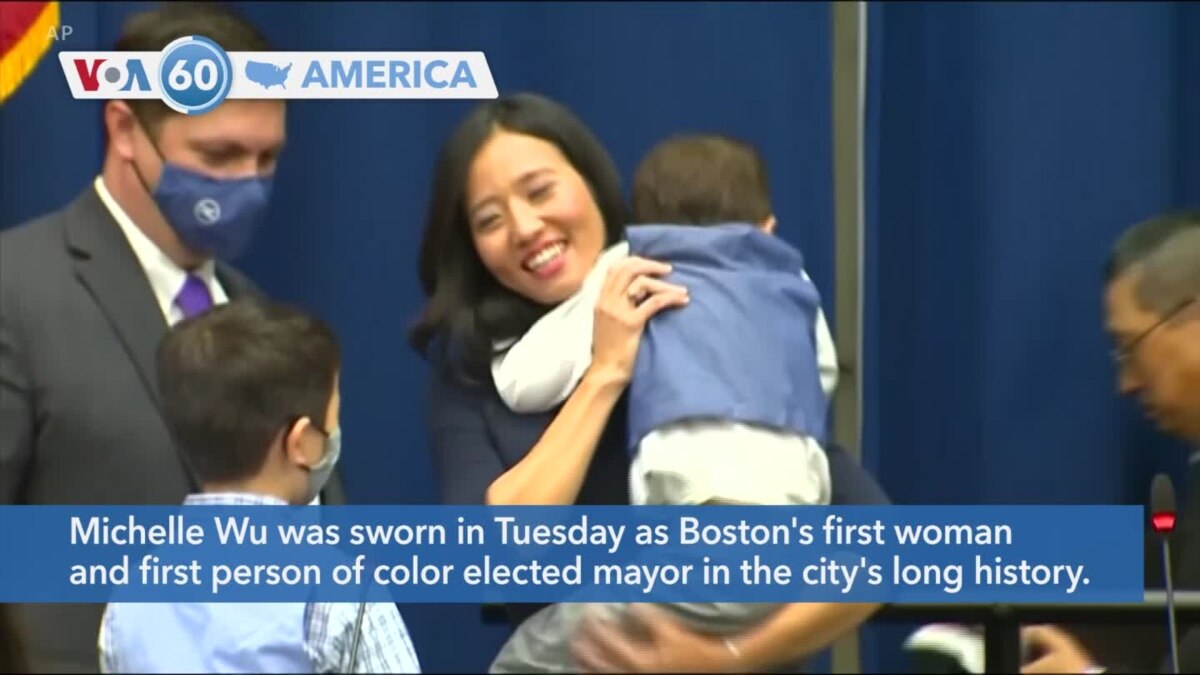 Voa60 America Michelle Wu Sworn In As Bostons First Woman Elected Mayor