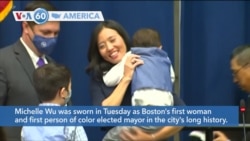 VOA60 America - Michelle Wu Sworn in as Boston's First Woman Elected Mayor