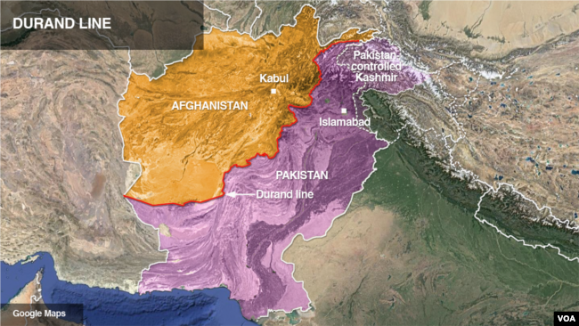 The Durand line, on the Afghanistan-Pakistan border