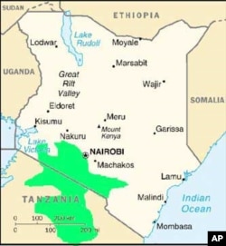 A map showing the Maasai group’s traditional land in northern Tanzania and southern Kenya (in green)