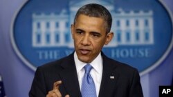 President Barack Obama answers questions during his new conference in the Brady Press Briefing Room of the White House in Washington, April 30, 2013. 