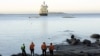 FILE - The C-Lion1 submarine telecommunications cable is being laid to the bottom of the Baltic Sea by cable ship Ile de Brehat on the shore of Helsinki, Finland on October 12, 2015. 