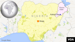 Map of Nigeria showing Askira Uba.