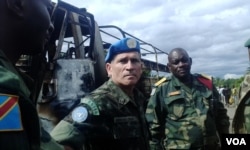 MONUSCO Force Commander General Carlos Alberto Dos Santos Cruz at the ambush site, Beni territory, eastern Congo, May, 2015. (Nicholas Long/VOA)