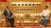 Myanmar's military leader, Senior Gen. Min Aung Hlaing, right, talks with Chinese Foreign Minister Wang Yi on Aug. 14, 2024, in Naypyitaw, Myanmar. (Myanmar Military Information Team via AP)