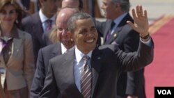 El presidente Barack Obama a su llegada a la capital chilena.