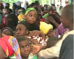 FILE - Children on the streets asking for education and to be spared from the separatist war, Aug. 31, 2019, in Bamenda, Cameroon. (Moki Kindzeka/VOA)