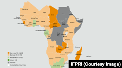 La carte Afrique de l’Indice de la faim dans le monde 2015 (GHI), selon IFPRI.