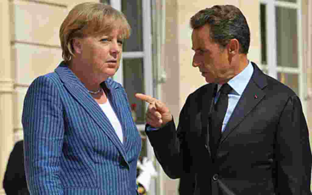 La canciller alemana, Ángela Merkel, y el presidente de Francia, Nicolás Sarkozy.