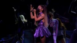 Ariana Grande performs during the 2020 MTV VMAs in this screen grab image made available on Aug. 30, 2020. (VIACOM/Handout via Reuters)