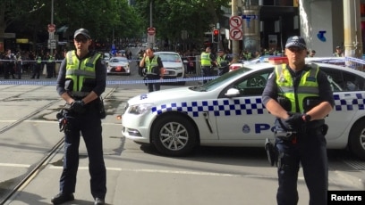 Cảnh sát chốt chặn một trung tâm mua sắm tại Melbourne, Australia, tháng 11, 2018. Hình minh họa. (REUTERS/Sonali Paul)