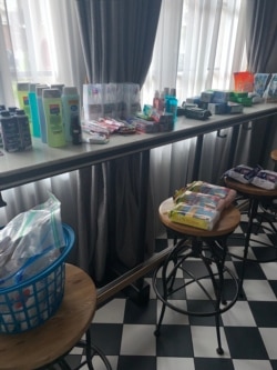 These are among the relief items donated to those displaced by Hurricane Laura, at The Eliza Jane, a New Orleans hotel. (Courtesy Hyatt Hotels)