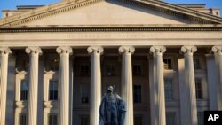 FILE - The U.S. Treasury Department building is seen in Washington, June 8, 2017.